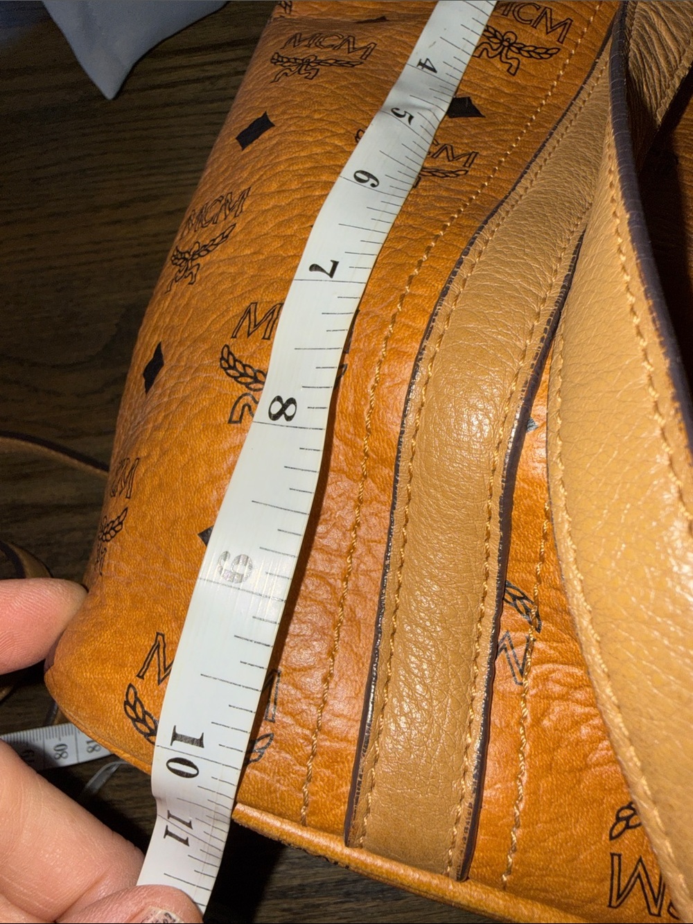 MCM leather Cognac Visetos Logo Tote with Detachable Strap - Picture 11 of 17